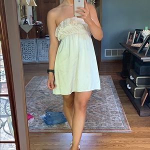 Satin mini strapless dress